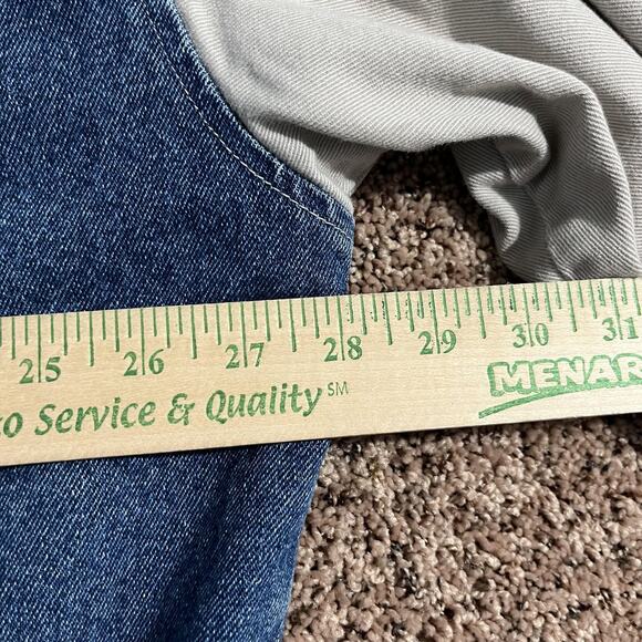 Vintage 90s Denim Varsity Jacket Mens 2XL Blue White Embroidered Car Show - Picture 10 of 11